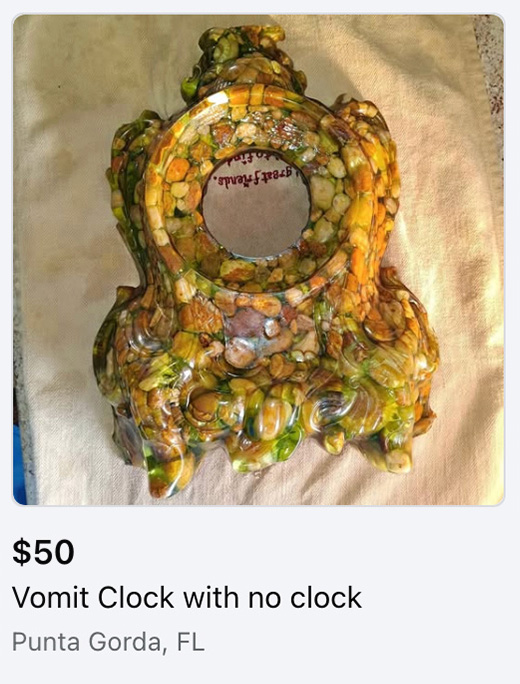 vomit clock listing