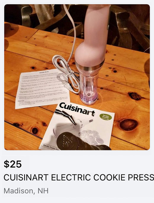 suspiciously phallic cookie press listing